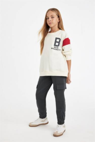 بنطلون سويت بانتس بناتي كارجو بجيب بأستك من تحت