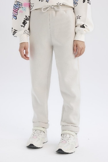 سروال رياضي بنات قماش سميك كاروت فيت