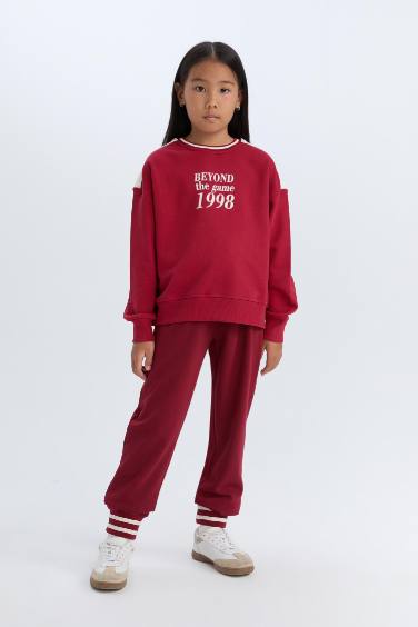 بنطلون سويت بانتس بناتي جوجر برجل مطاطي خمري