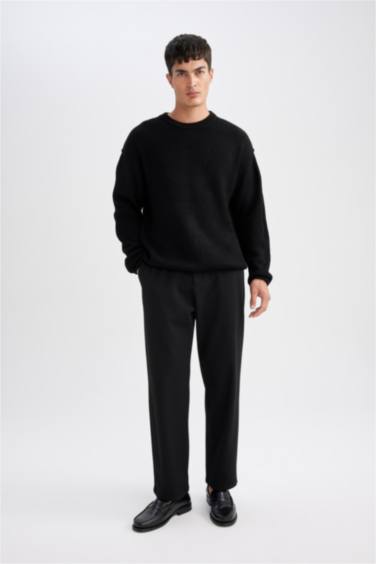 релакс пішімі дөңгелек жаға трикотаж Пулловер