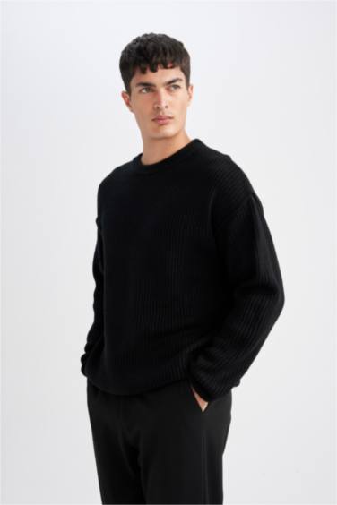 релакс пішімі дөңгелек жаға трикотаж Пулловер