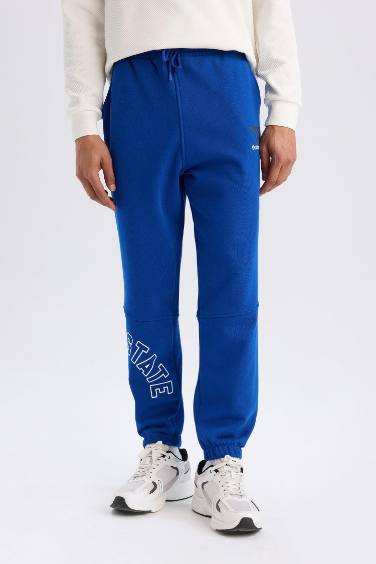 DeFactoFit Kalın Jogger Eşofman Altı NBA Golden State Warriors Standart Fit Beli Bağcıklı Cepli