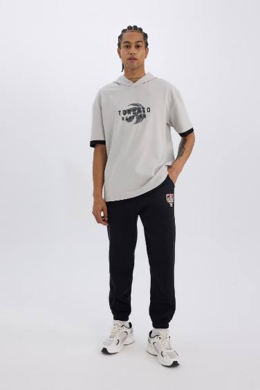 DeFactoFit NBA Chicago Bulls Standard Fit Waist Tied Thick Sweatpants