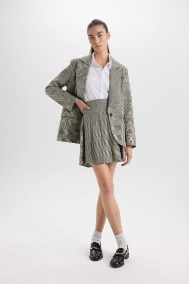 A Line Plaid Normal Waist Mini Skirt