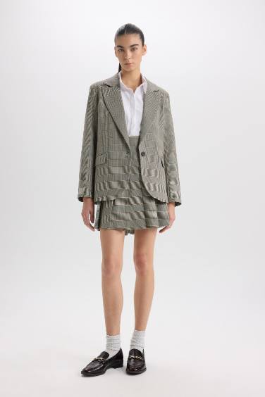 A Line Plaid Normal Waist Mini Skirt