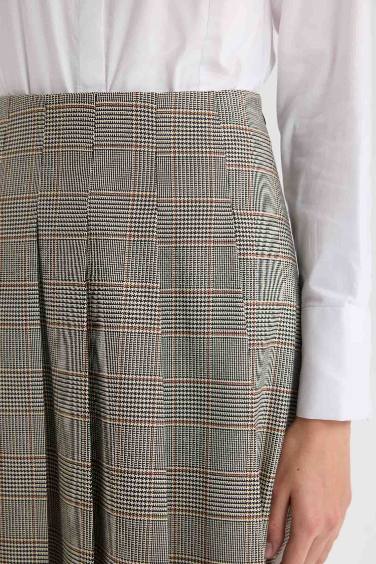 A Line Plaid Normal Waist Mini Skirt