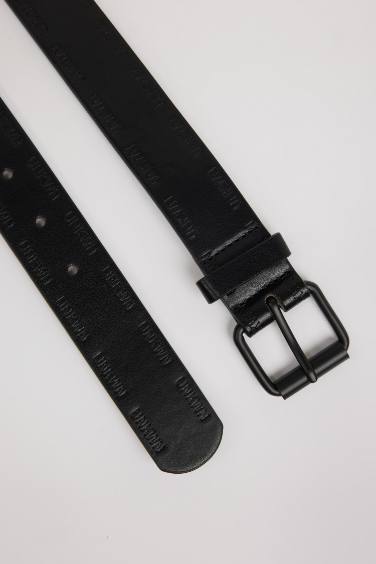 Man Faux Leather Denim Belt