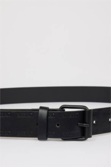 Man Faux Leather Denim Belt