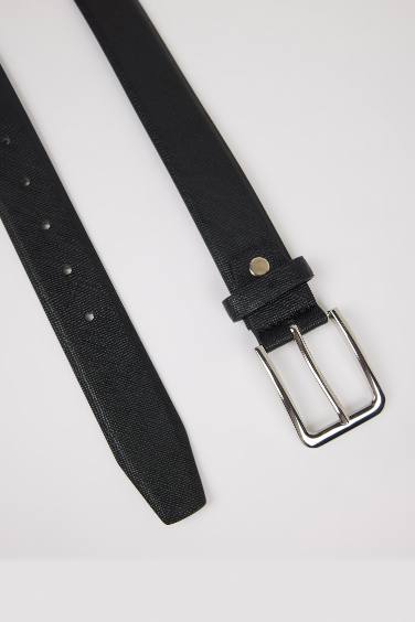 حزام رجالي جلد صناعي أسود