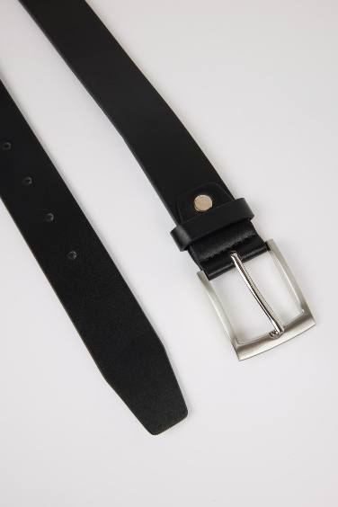 Man Faux Leather Denim Belt