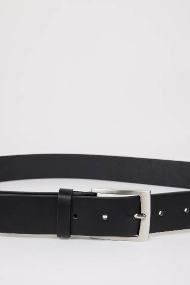 Man Faux Leather Denim Belt