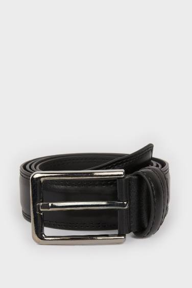 Man Faux Leather Classic Belt