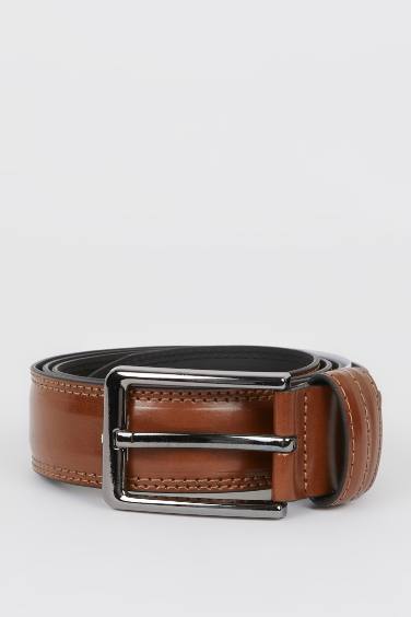 Man Faux Leather Classic Belt