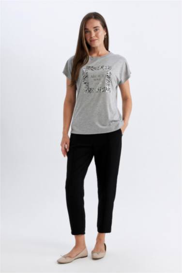 Crew Neck Printed Short Sleeve T-Shirt