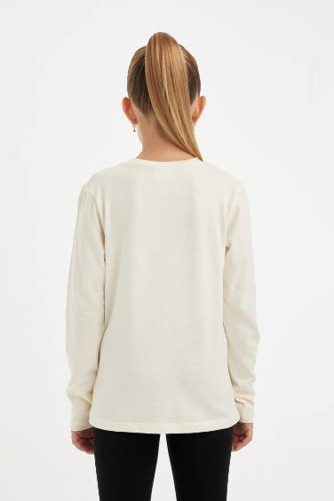 تيشيرت بناتي كم طويل مطبوع قصة مريحة