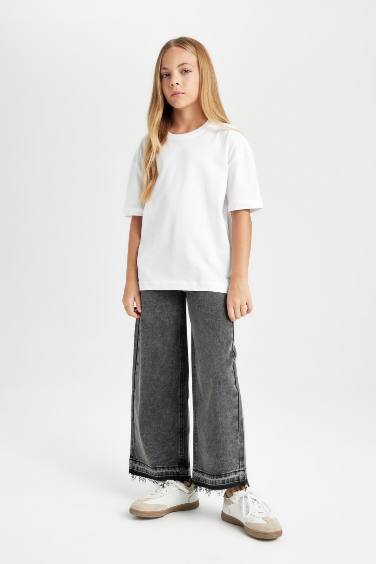 T-Shirt Oversize Basique à Col Rond pour Fille
