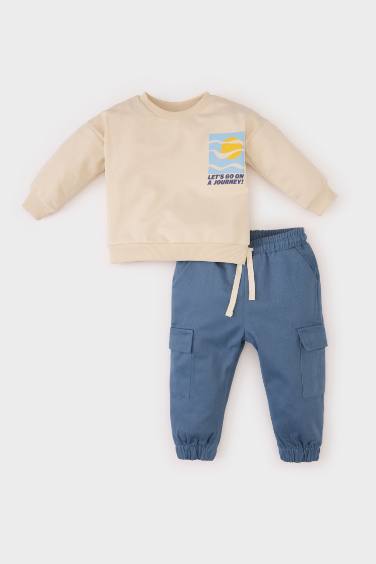 Baby Boy Printed Sweatshirt Bottom 2 Piece Set