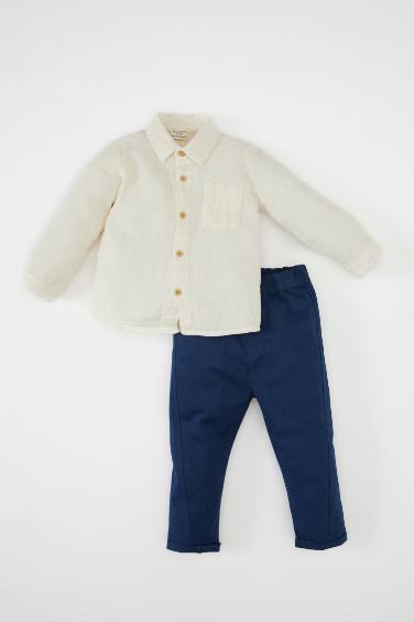 Baby Boy Muslin Shirt Trousers 2 Piece Set