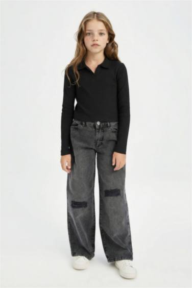 Girl Polo Neck Basic Camisole Crop T-Shirt