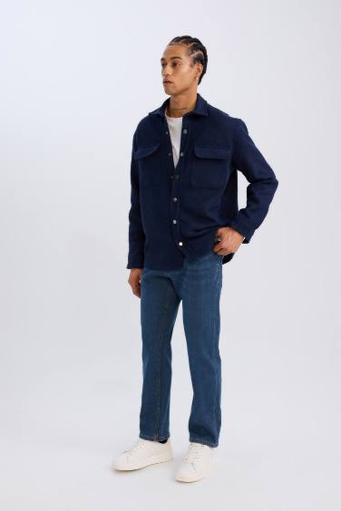 جاكيت قميص قصة عادية بياقة بولو