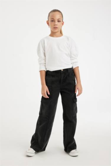 Girl Wide Leg Cargo Jeans