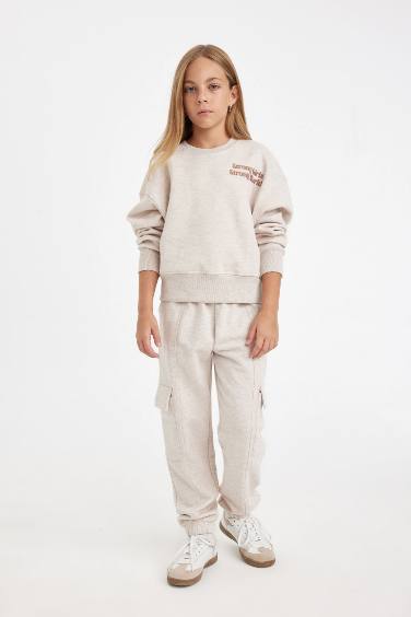 Girl Waist Elasticated Cargo Jogger Sweatpants