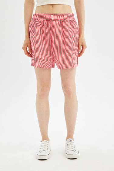 Regular Fit Normal Waist Short Leg Poplin Shorts