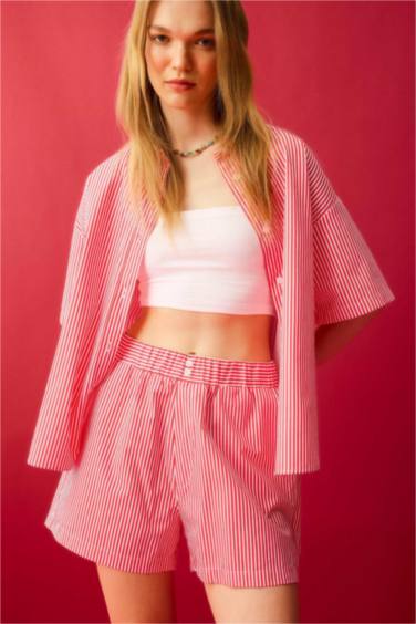 Regular Fit Normal Waist Short Leg Poplin Shorts