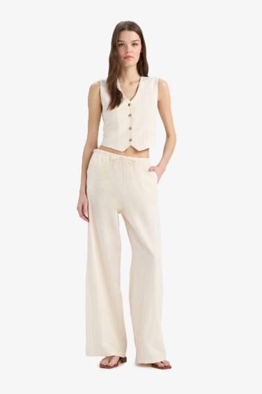 يلك بليزر قصة عادية بياخة V من مزيج الكتان