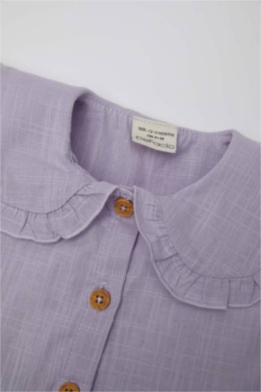 Kısa Kollu Poplin Elbise Kız Bebek