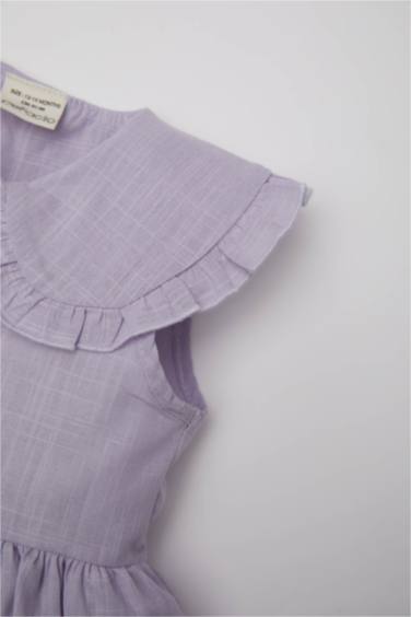 Kısa Kollu Poplin Elbise Kız Bebek