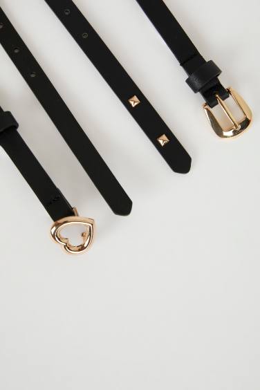 حزام كلاسيكي نسائي جلد صناعي - قطعتين