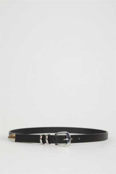 Woman Faux Leather 2 Piece Classic Belt