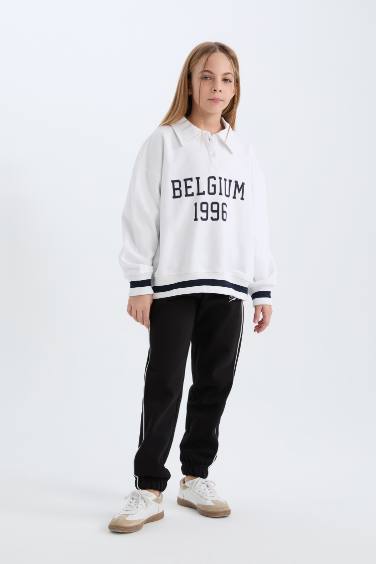 Sweatshirt Oversize à Col polo imprimé pour Fille