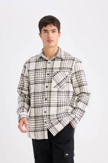 Regular Fit Kareli Flanel Cep Detaylı Uzun Kollu Gömlek