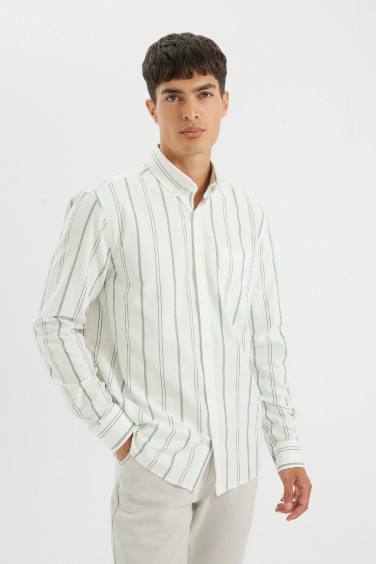 Regular Fit Polo Neck Striped Shirt