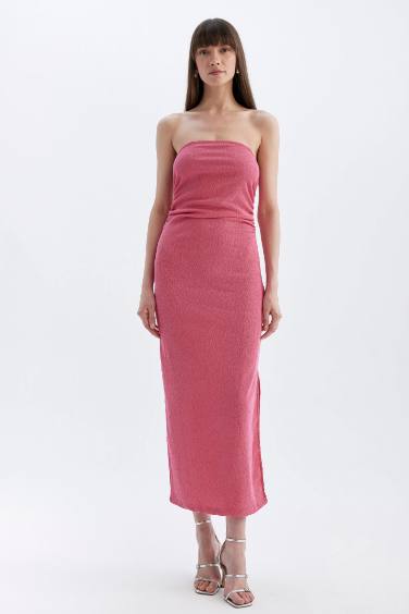 Bodycon Strapless Wrap Midi Dress