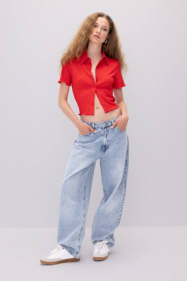 Fitted Crepe Short Sleeve Shirt