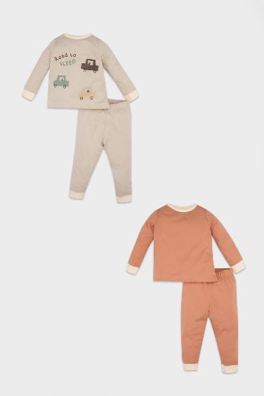 Baby Boy Vehicle Printed Cotton 4 Piece Pajama Set