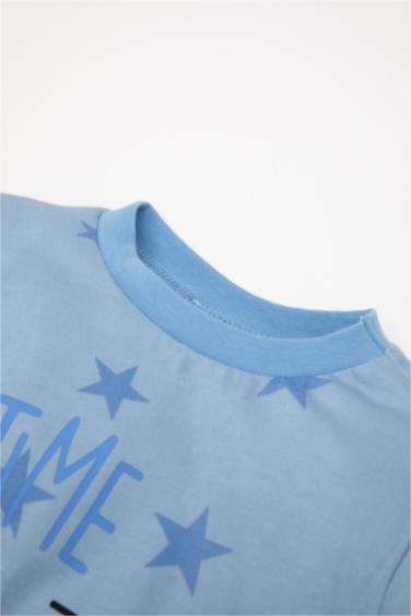 طقم بيجاما بيبي اولادي ممشط قصة عادية من سنوبي - قطعتين