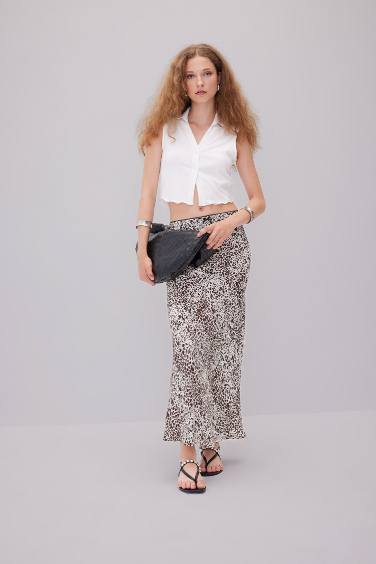 تنورة طويلة تايجر منسوج بخصر عالي