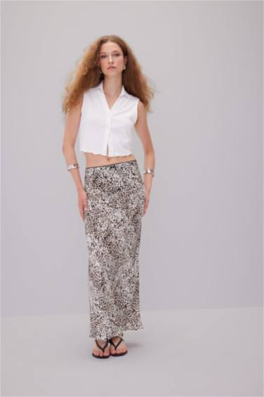 تنورة طويلة تايجر منسوج بخصر عالي