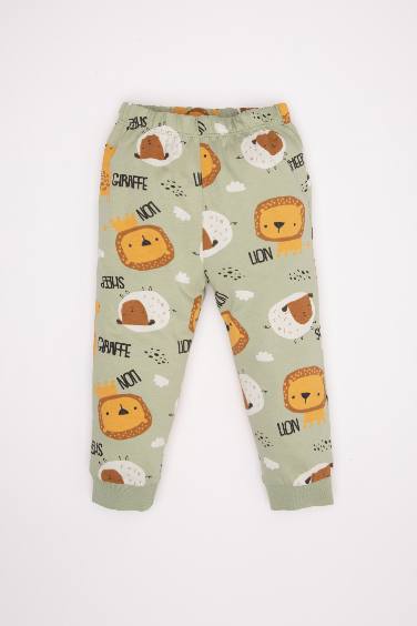 Baby Boy Safari Patterned Cotton 2 Piece Pajama Set