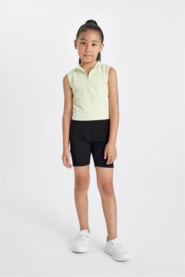 تيشيرت بيزك بناتي نص كم سليم فيت بياقة عالية