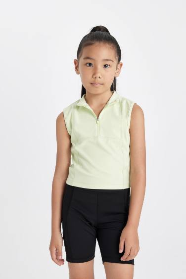 تيشيرت بيزك بناتي نص كم سليم فيت بياقة عالية