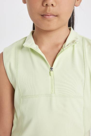 تيشيرت بيزك بناتي نص كم سليم فيت بياقة عالية