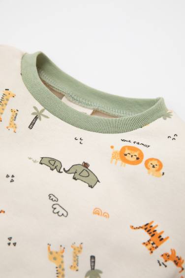 Baby Boy Safari Patterned 2 Piece Pajama Set