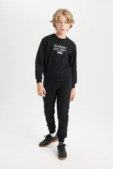 Ensemble sweat-shirt à col rond imprimé et jogging pour garçon