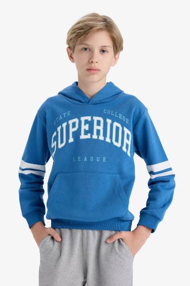 Boy Printed Hooded Sweatshirt Sweatpants 2 Piece Set