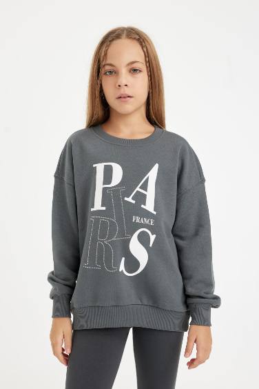 Girl Oversize Fit Printed Sweatshirt